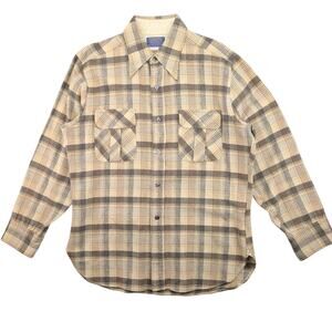 Vintage 70s Pendleton Wool Plaid Flannel Button Up Shirt Men’s Large